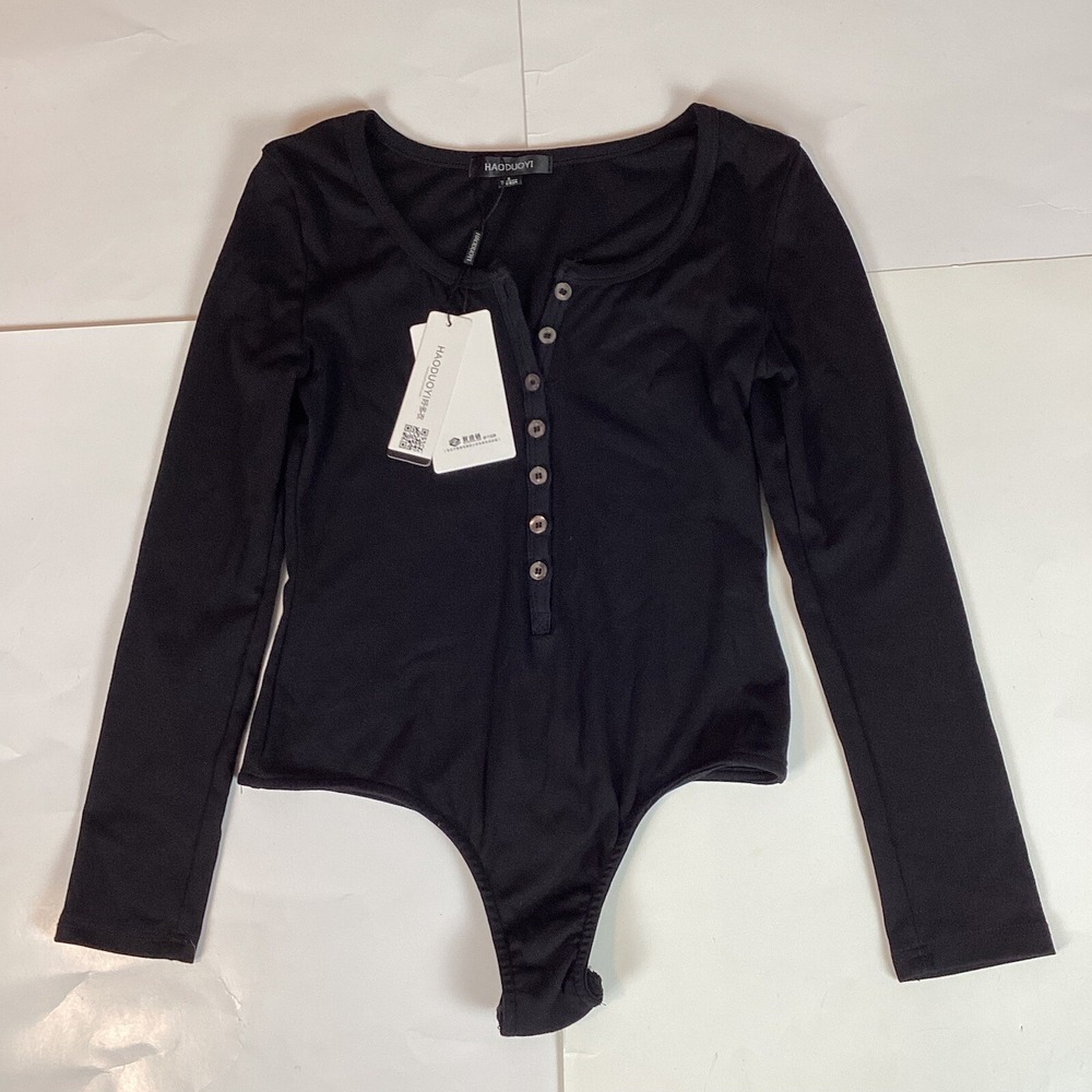 HaoDuoYi Womens Bodysuit Shirt Top Size S Small Stretch Snaps Soft New W Tags